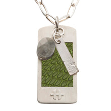 Load image into Gallery viewer, Verde leather on silver pendant
