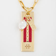 Load image into Gallery viewer, Cardinal Red Leather with gold necklace
