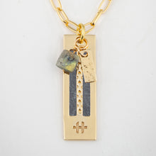 Load image into Gallery viewer, dapple gray leather on gold necklace
