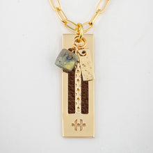 Load image into Gallery viewer, saddle brown leather on gold necklace
