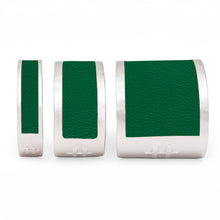 Load image into Gallery viewer, Clover green leather with silver bracelets
