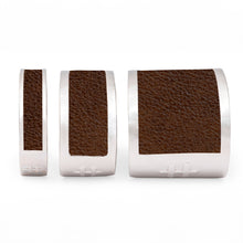 Load image into Gallery viewer, saddle brown leather on silver bracelets
