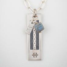 Load image into Gallery viewer, dapple gray leather on silver necklace
