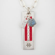 Load image into Gallery viewer, Cardinal Red Leather with silver necklace
