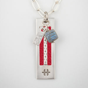 Cardinal Red Leather with silver necklace