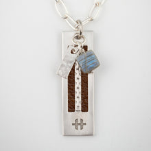 Load image into Gallery viewer, saddle brown leather on silver necklace
