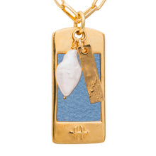 Load image into Gallery viewer, Cornflower Leather - Hyde Forty-Seven - gold necklace
