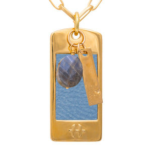 Cornflower Leather - Hyde Forty-Seven - gold necklace